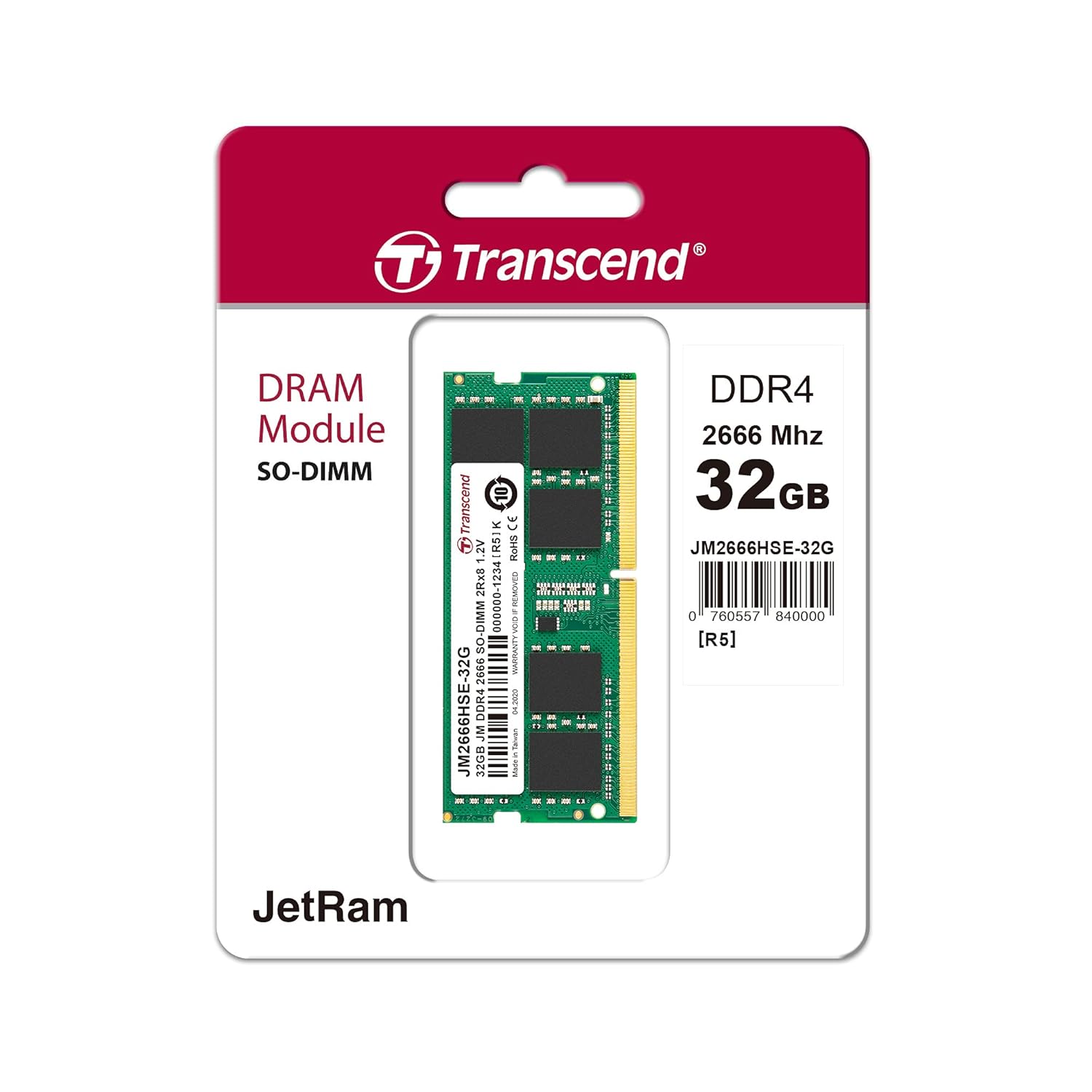 Transcend JetRam Memory DDR4 2666MHz SO-DIMM Laptop RAM | 2Rx8, CL19, 1.2V | 16GB, 32GB Transcend JetRam Memory DDR4 2666MHz SO-DIMM Laptop RAM | 2Rx8, CL19, 1.2V | 16GB, 32GB